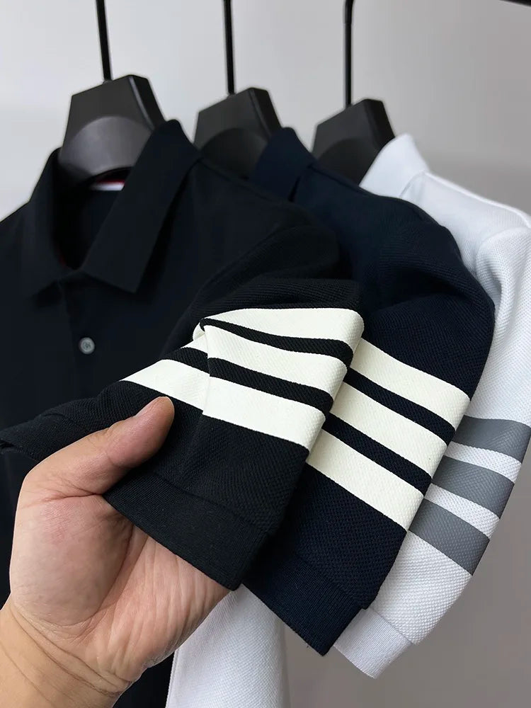 Otis-Luxury Stripe Korean High-End 100% Cotton Polo Shirt