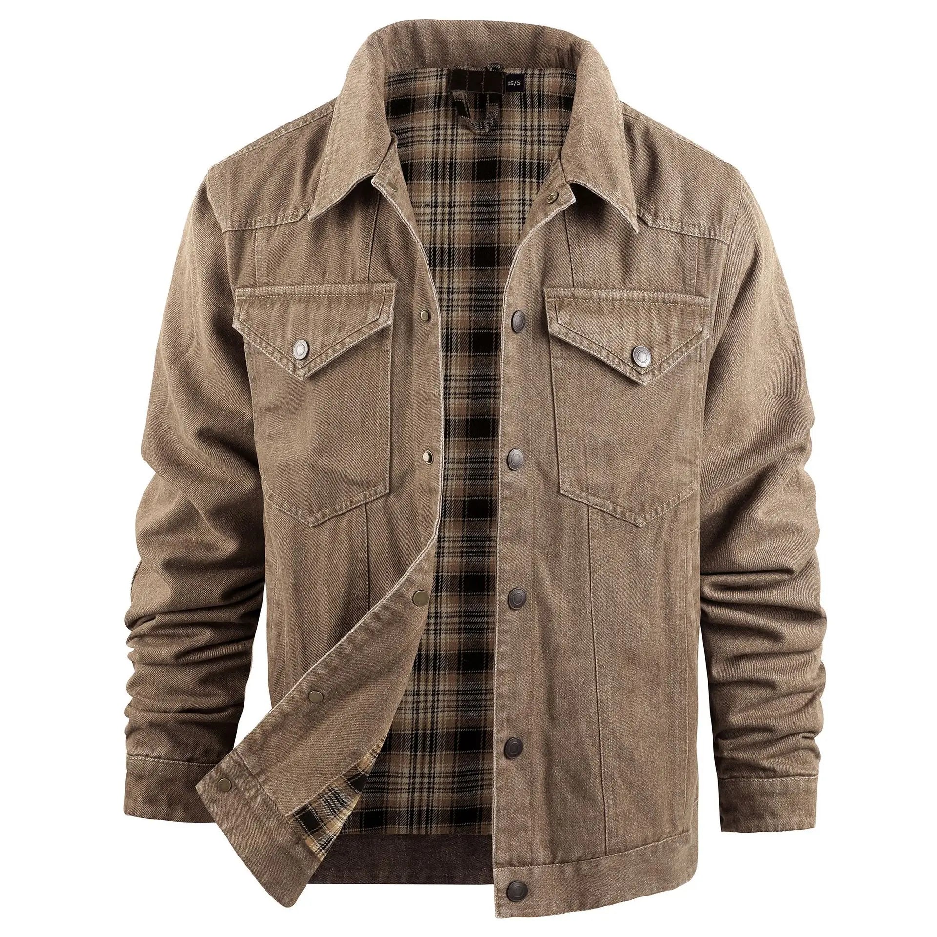 Arlo-Plus Size Western Plaid Flannel Jacket