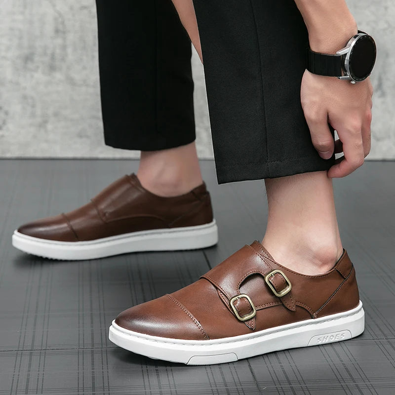 Otis-Double Buckle Casual Leather  Shoes