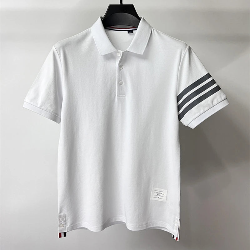 Otis-Luxury Stripe Korean High-End 100% Cotton Polo Shirt