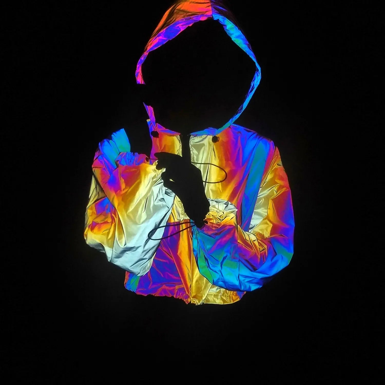 Florence-Yellow Pink Rainbow Reflective Cropped Jacket