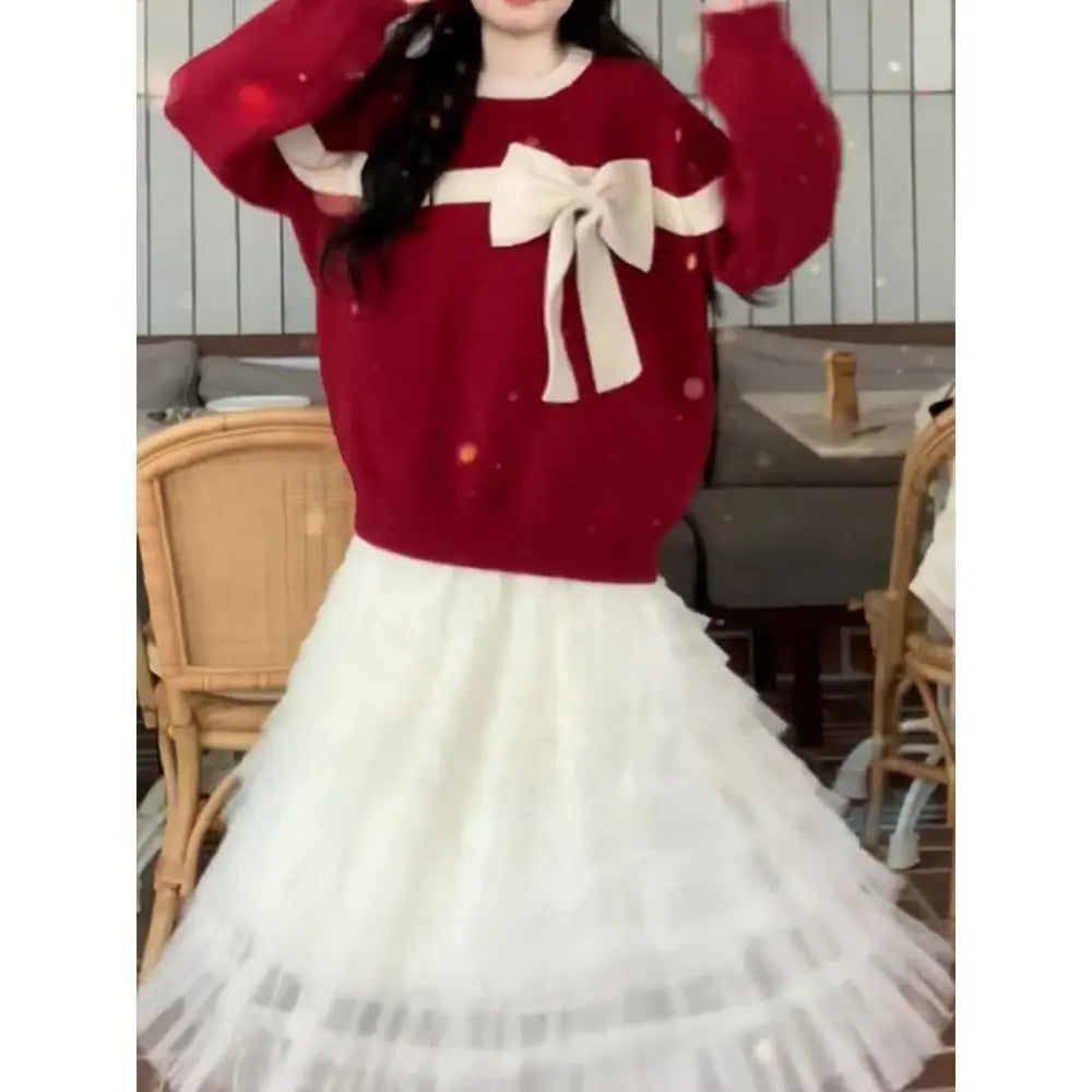 Christmas Bow Pullover Sweater for Women