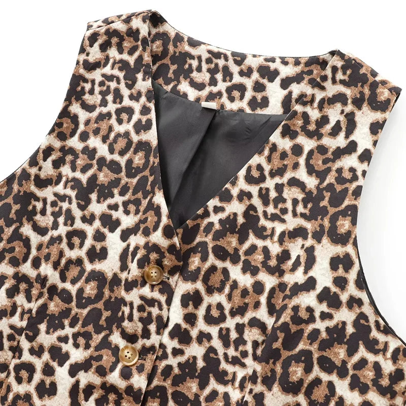 Mabel-Leopard Tank Top - Elegant Sleeveless Printed Vest