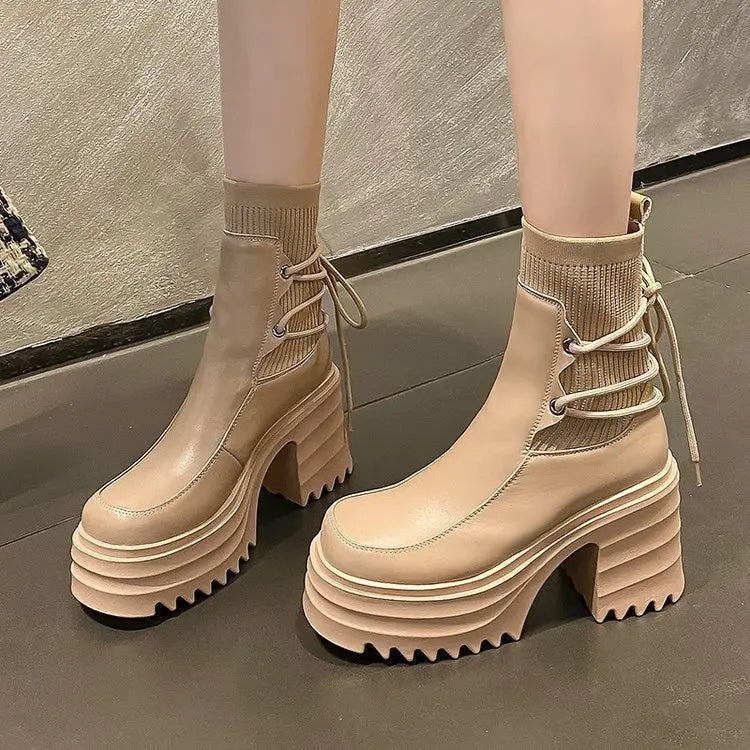 Rosie-Chunky Heel Platform Ankle Boots