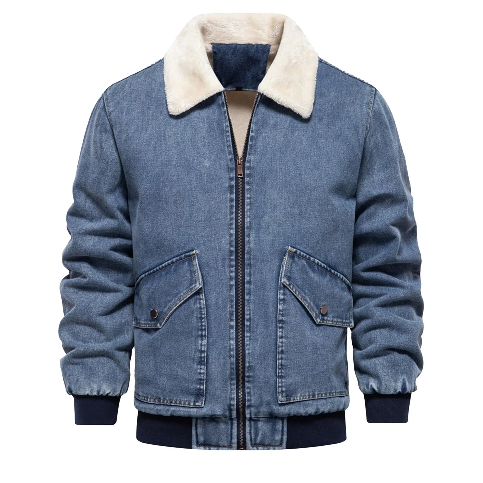 Finn-Stylish Winter Coat with Velvet Lining Denim Jacket