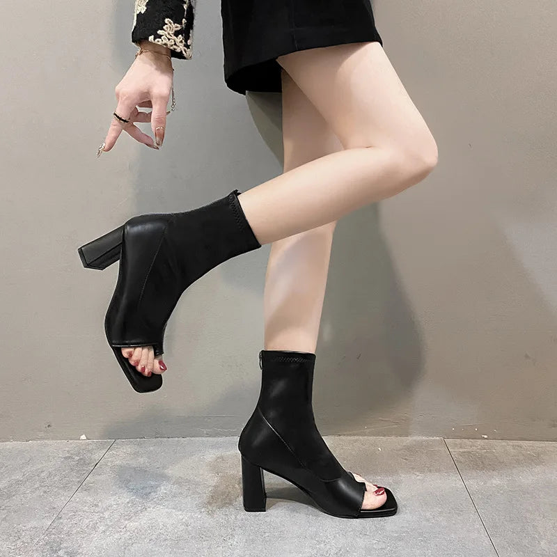 Iris-Open Toe Clip Sandals & Smoke Tube Boots