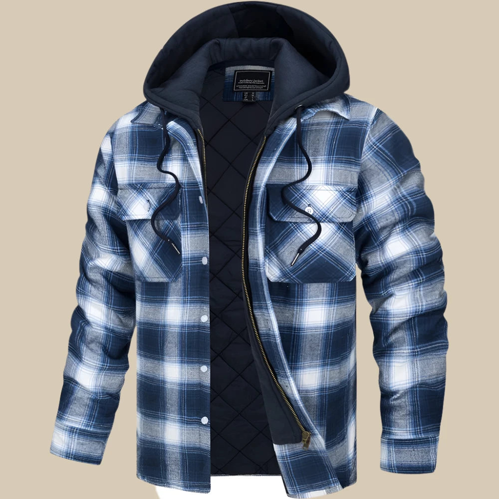 Men's Quilted Flannel Plaid Jacket