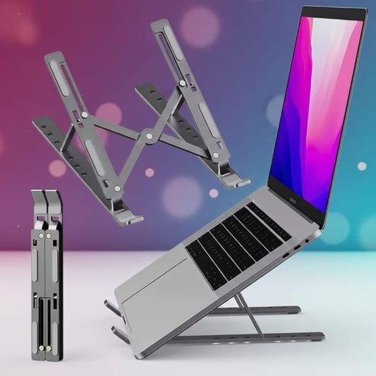 Foldable Adjustable Aluminum Laptop Stand | Portable Ergonomic Multi-Angle Notebook Holder with Heat Dissipation