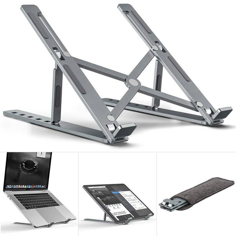 Foldable Adjustable Aluminum Laptop Stand | Portable Ergonomic Multi-Angle Notebook Holder with Heat Dissipation