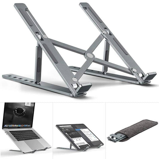 Foldable Adjustable Aluminum Laptop Stand | Portable Ergonomic Multi-Angle Notebook Holder with Heat Dissipation