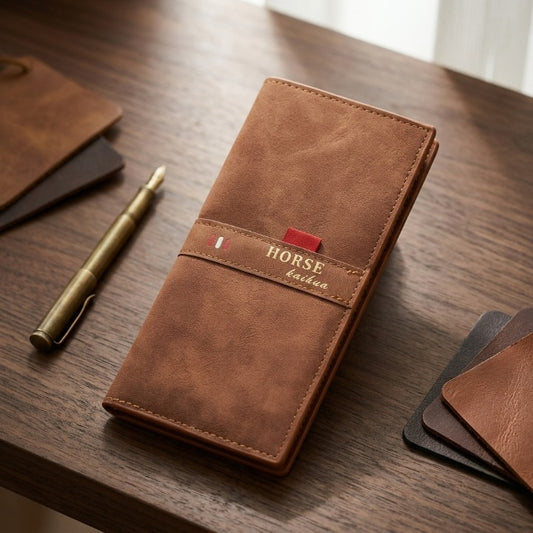 Imperial Horse Men's Bifold Wallet – Premium Leather Card Holder with Cash & Coin Pocket | Black