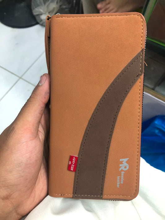 MR Premium Leather Wallet for Men – Brown Zip Around Bifold Wallet with Multiple Card Holders & Coin Pocket