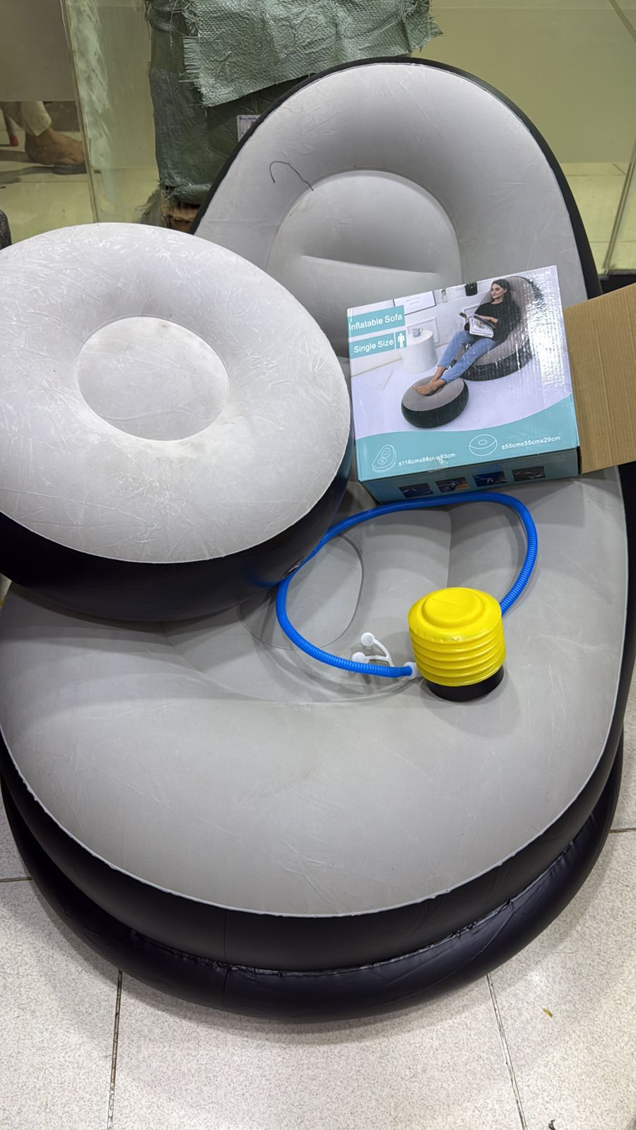 Luxury Inflatable Lounge Chair with Ottoman – Modern Air Sofa Set with Air Compressor