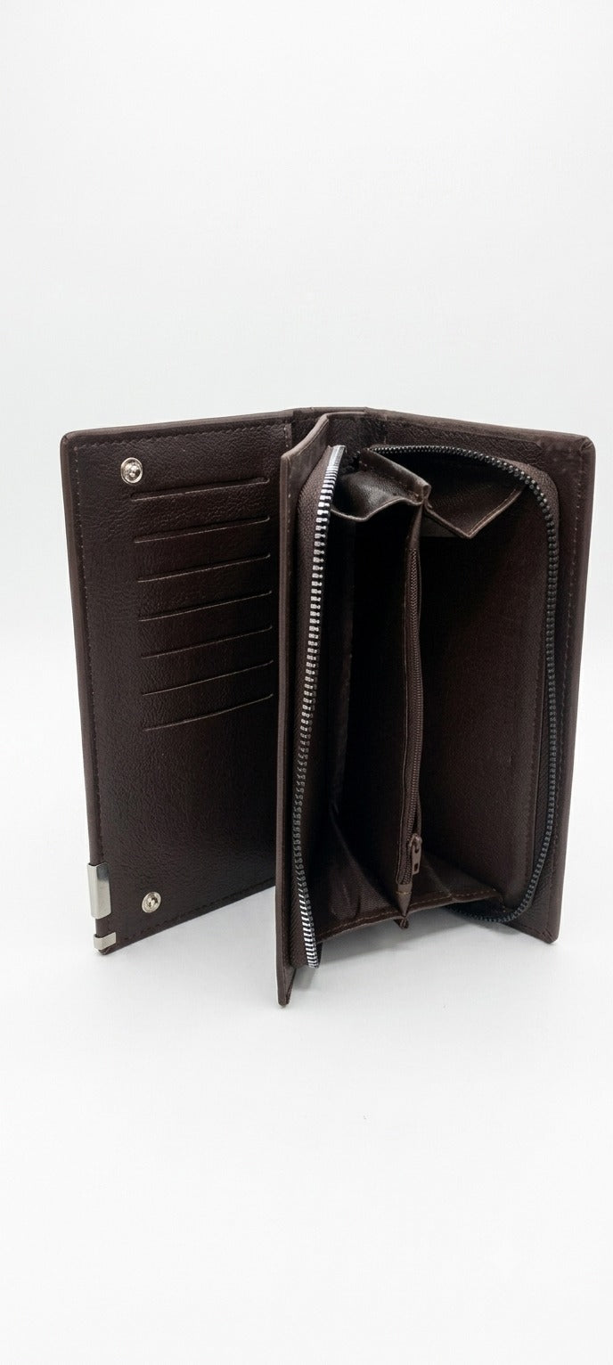 Balenberry Men's Premium Long Wallet – 12 Card Slots | Dual Cash Compartments | Black