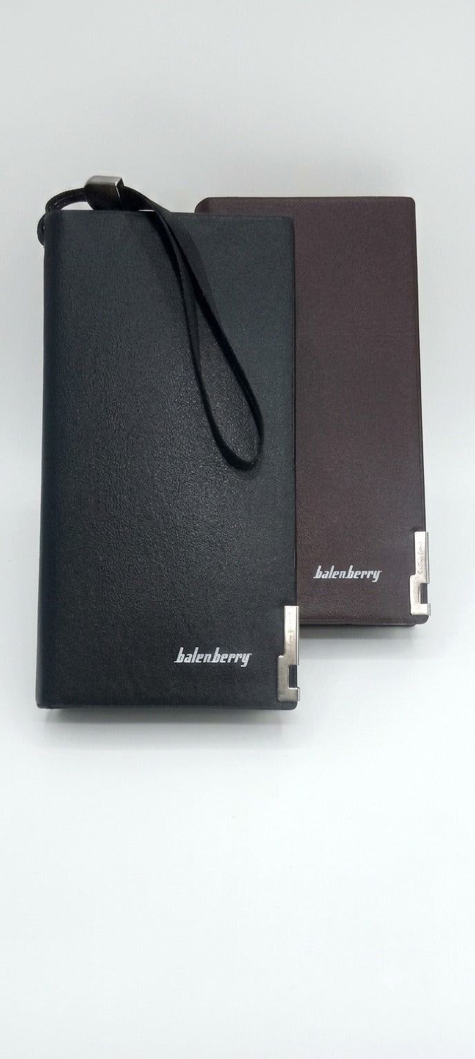 Balenberry Men's Premium Long Wallet – 12 Card Slots | Dual Cash Compartments | Black