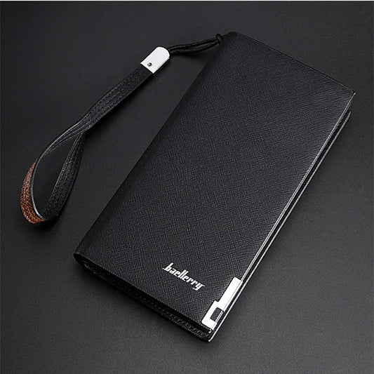 Balenberry Men's Premium Long Wallet – 12 Card Slots | Dual Cash Compartments | Black