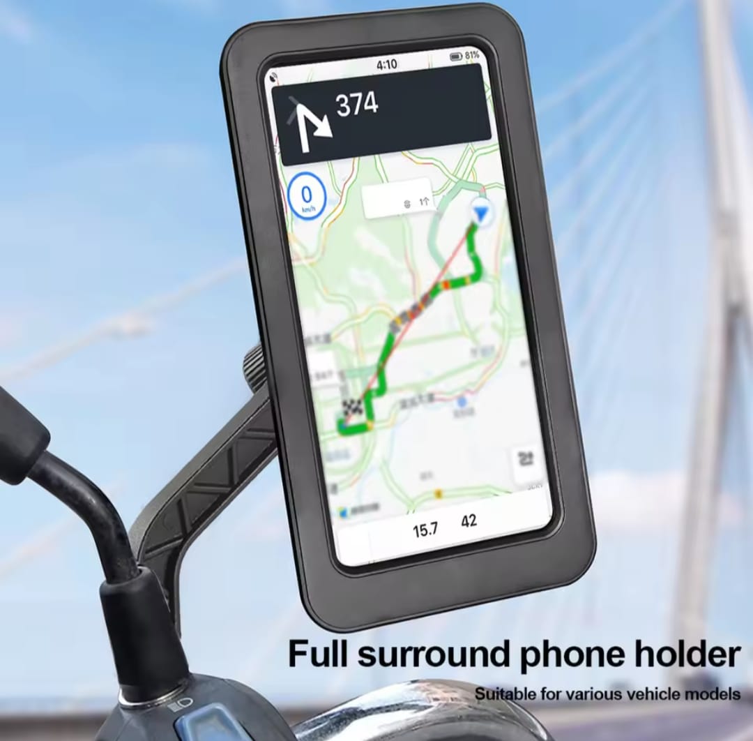 Waterproof Bike Phone Mount | 360° Rotatable Motorcycle & Bicycle Mobile Holder | Adjustable Touch Screen Handlebar Phone Support