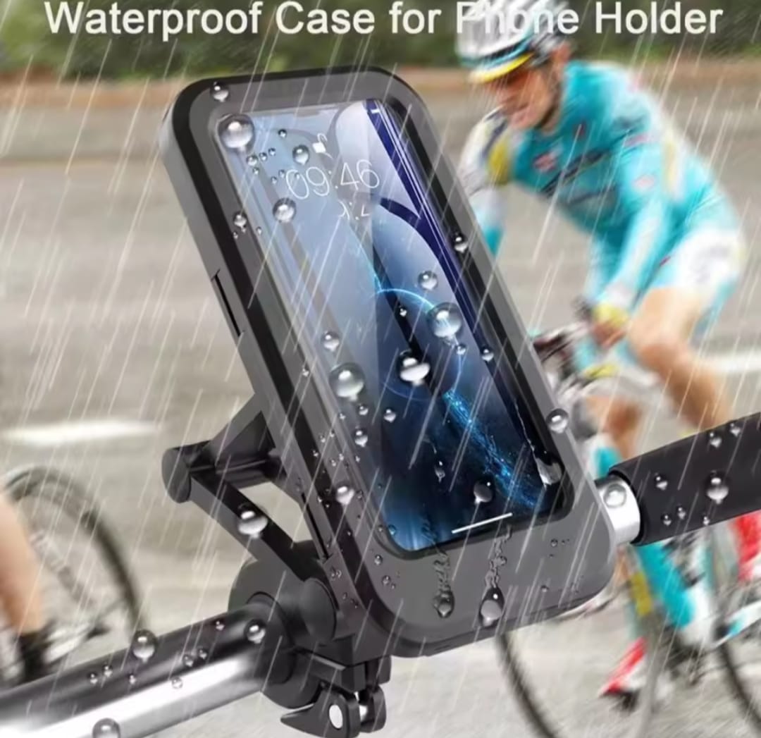 Waterproof Bike Phone Mount | 360° Rotatable Motorcycle & Bicycle Mobile Holder | Adjustable Touch Screen Handlebar Phone Support