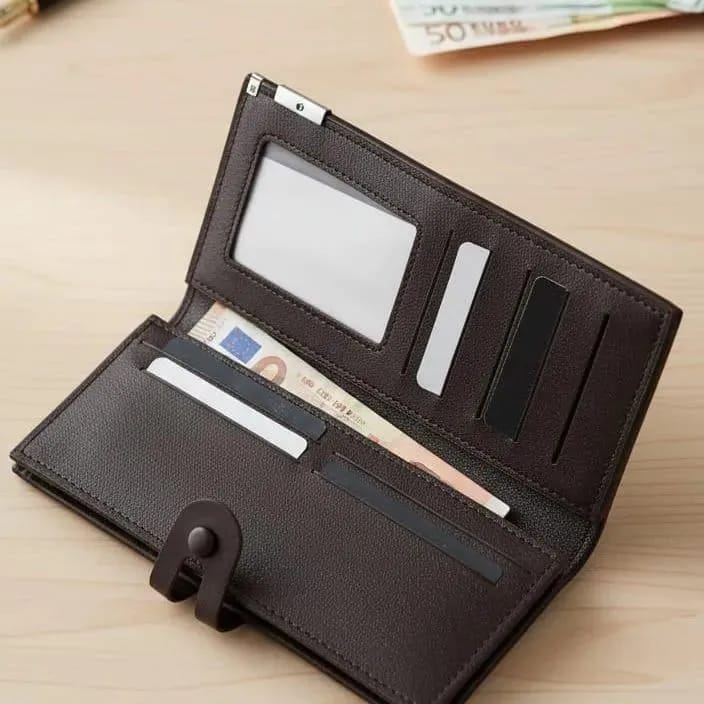 Classic Men's Genuine Leather Bifold Wallet | Premium Slim Pocket Organizer with ID Window | Black