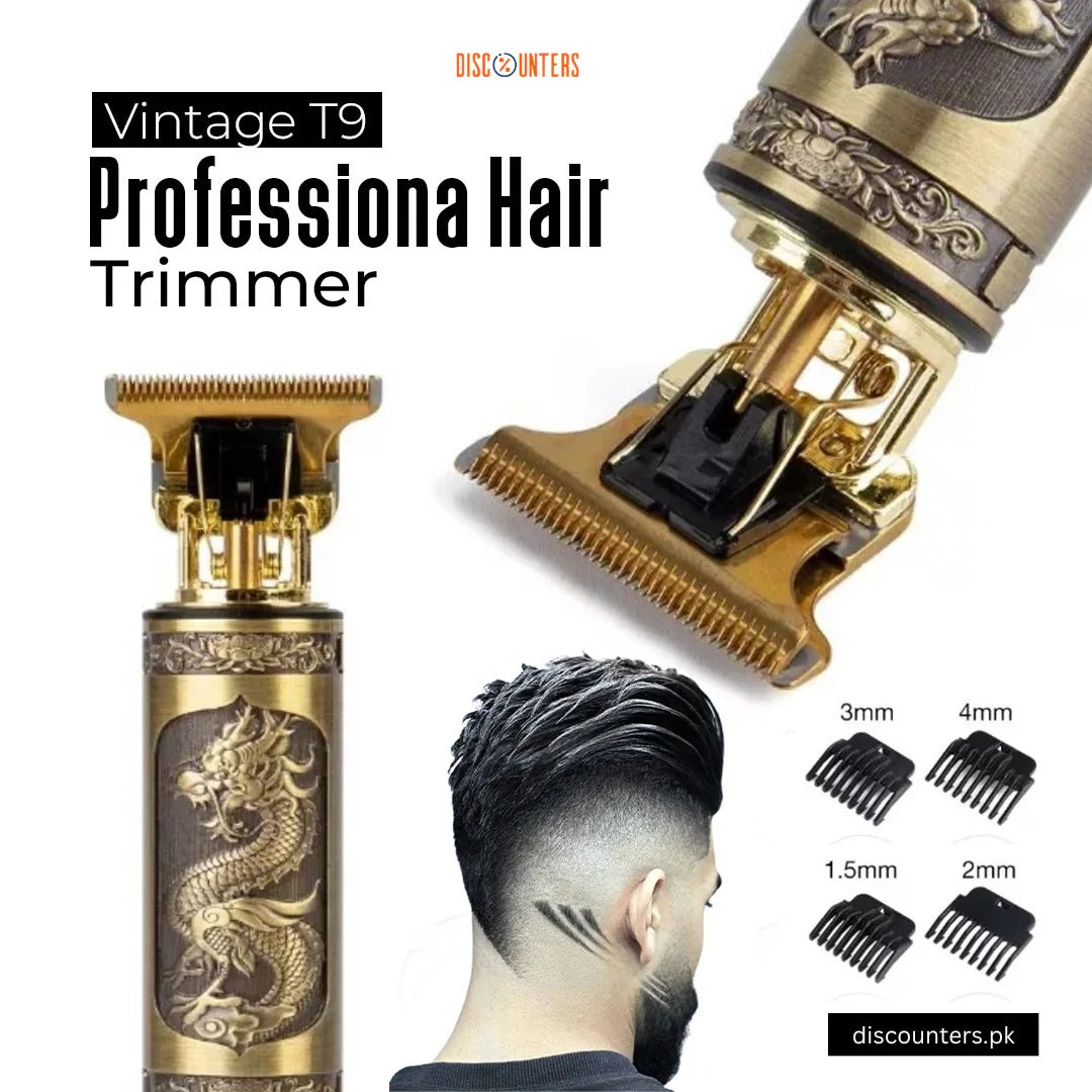 Vintage T9 Professional Hair Trimmer for Men | T-Blade Close Cutting Electric Clipper | Beard & Hair Grooming Tool