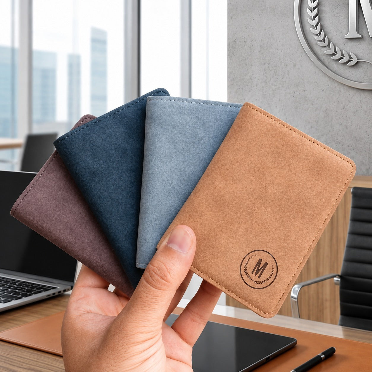M-Design Men's RFID Wallet | Compact PU Leather Card Holder with Coin Pocket | Black