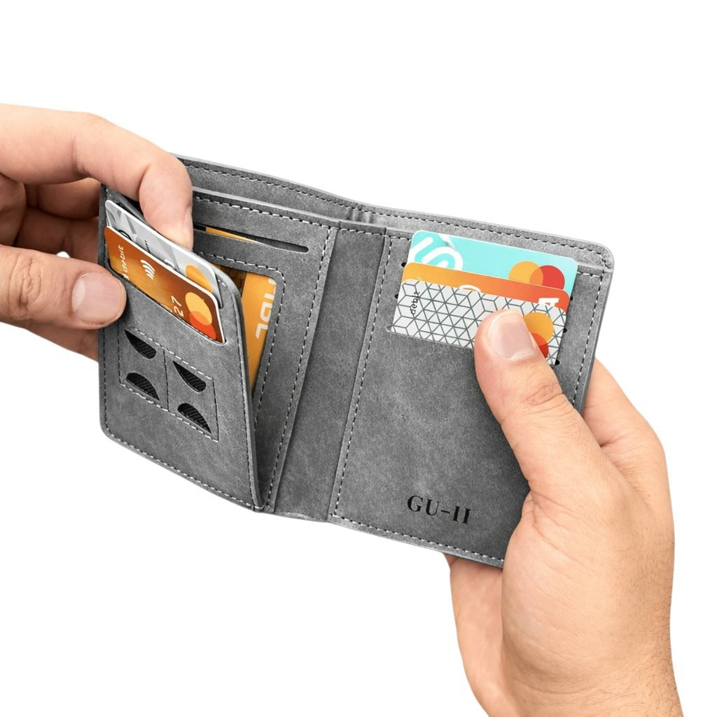 M-Design Men's RFID Wallet | Compact PU Leather Card Holder with Coin Pocket | Black