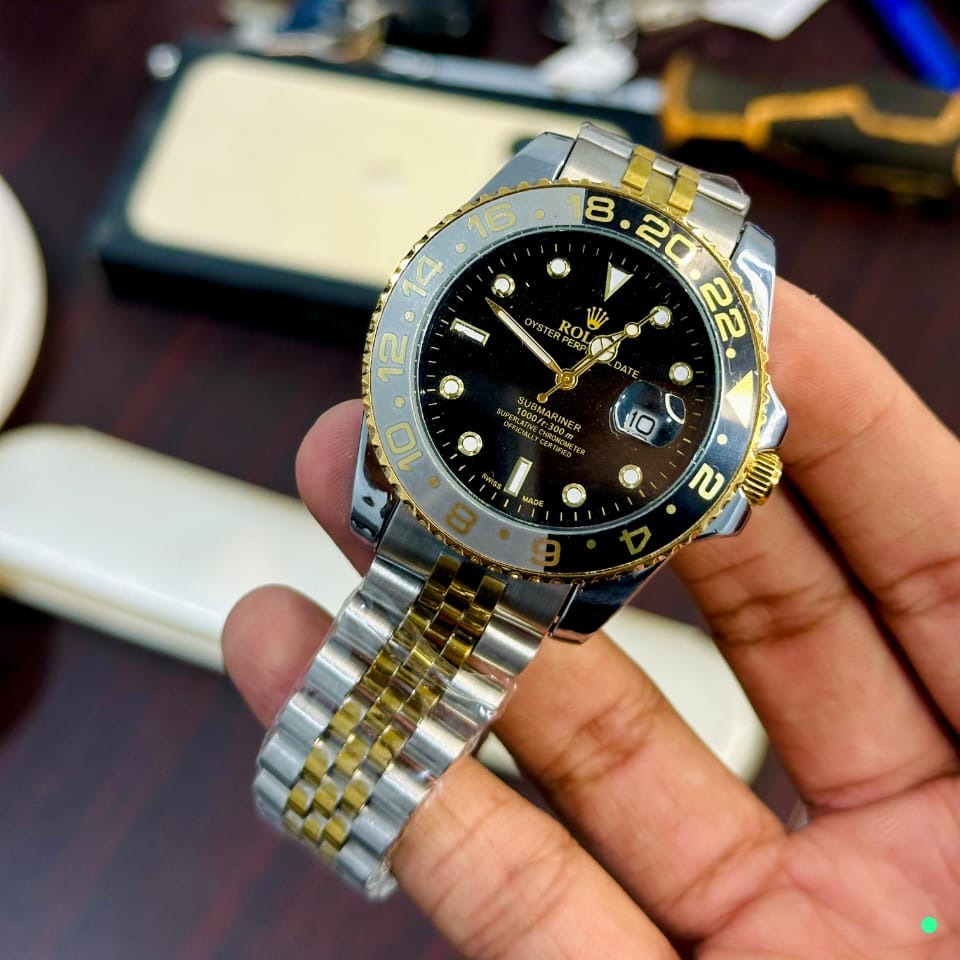 Luxury Gold & Silver Analog Wrist Watch for Men | Elegant Stainless Steel Fashion Watch | Stylish Everyday Quartz Timepiece
