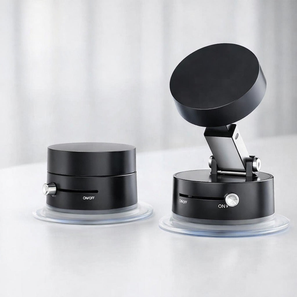 Premium Magnetic Phone Holder with Suction Cup | Retractable Folding Multi-Angle Car & Desk Phone Mount | Obsidian Black