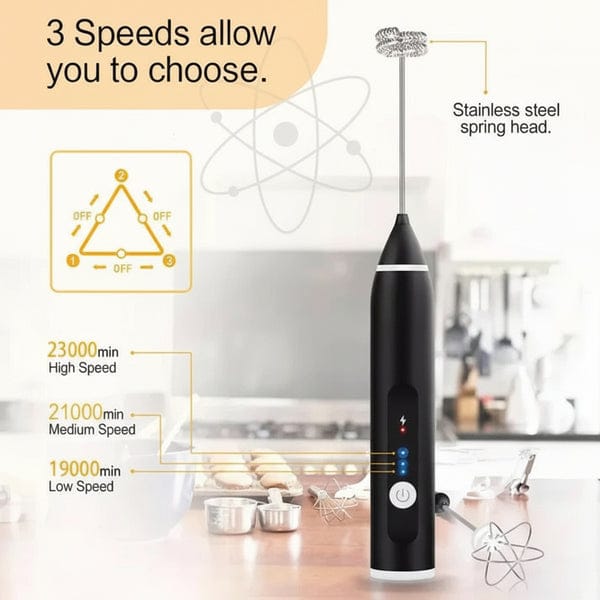 2-in-1 Electric Coffee Beater & Milk Frother | USB Rechargeable Egg Whisk for Coffee, Lattes & Baking
