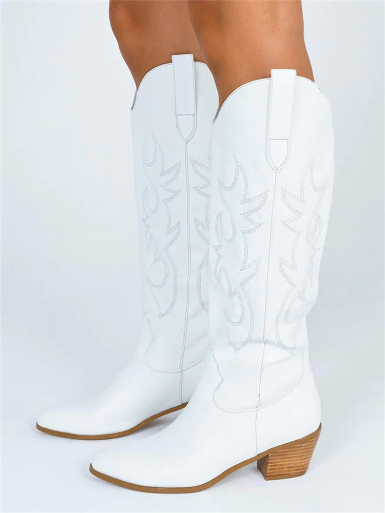 Artisan Embroidered High Tube Knee-High Boots - Ethnic Chic Footwear