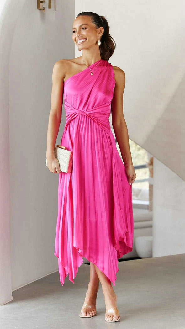 Effortless Elegance: Lady Temperament Pure Color Folding Swing Dress