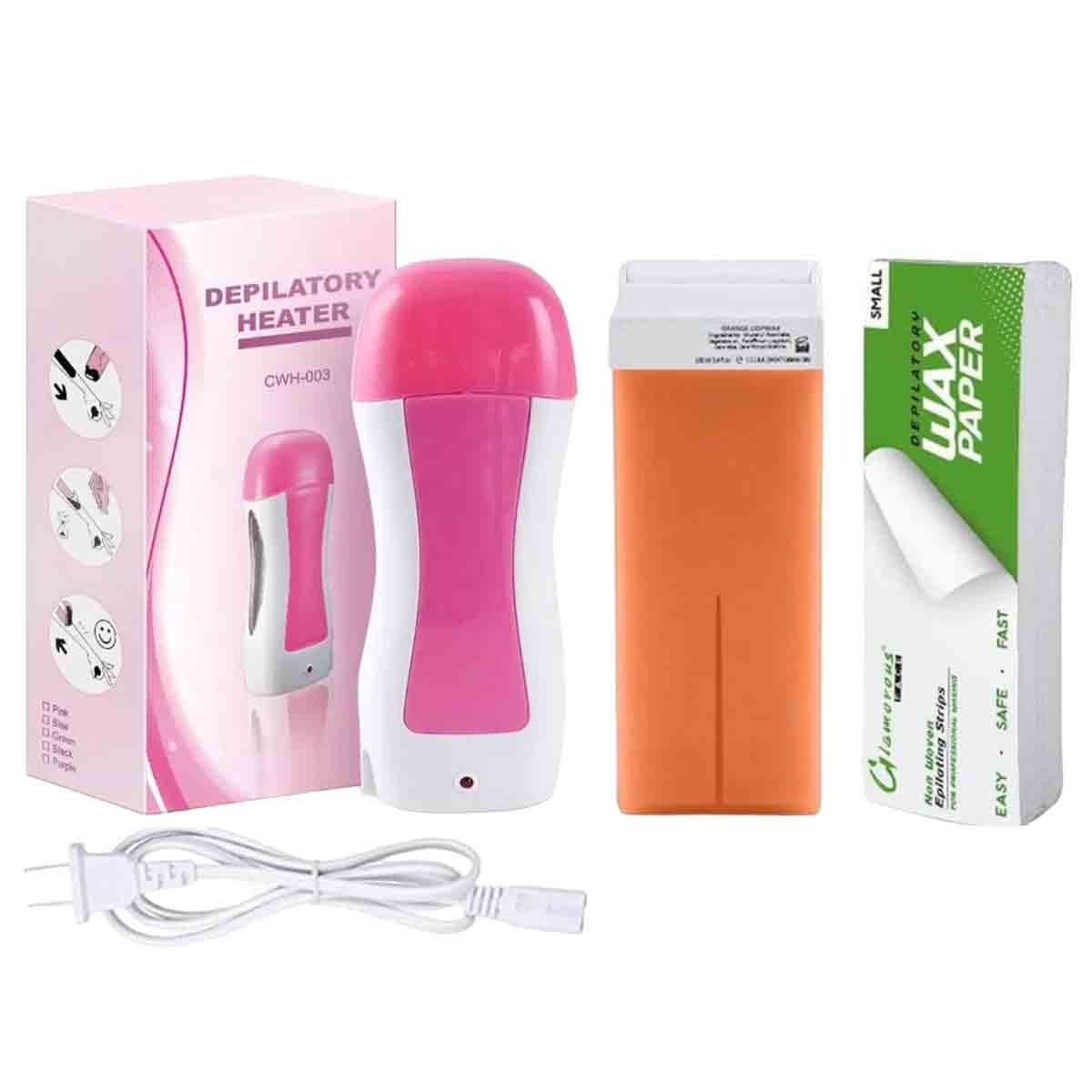 Depilatory Wax Heater Kit 3in1 | Roll-on Hair Removal Kit With Heater, Wax Refill & Strips | Roll On Wax Heater Kit 3-in-1 - Image 4