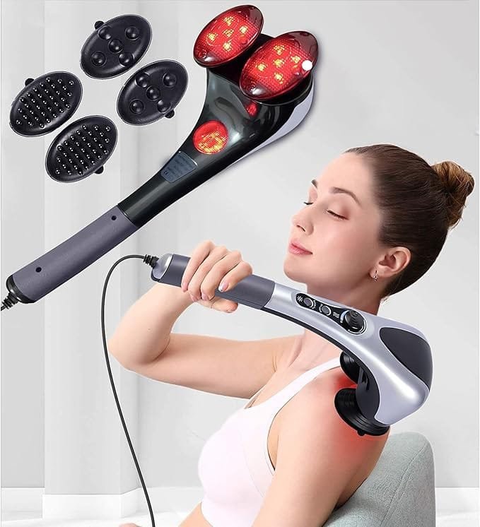 Portable Double Head Electric Massager | Infrared Heating Massage Device for Body Relaxation - Image 4