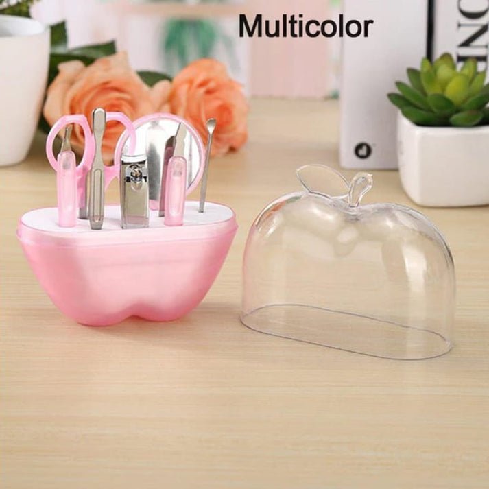 8-Piece Apple Manicure & Pedicure Kit – Portable ABS Plastic Nail Care Set (Pink) - Image 5