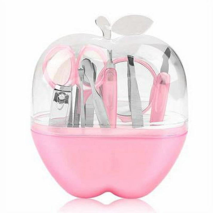 8-Piece Apple Manicure & Pedicure Kit – Portable ABS Plastic Nail Care Set (Pink) - Image 6