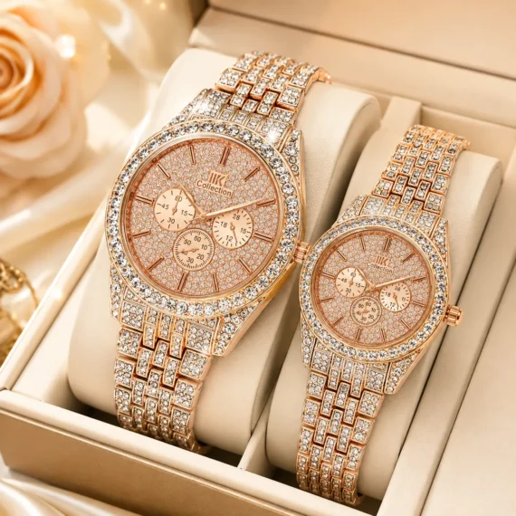 Luxury Diamond-Accented Couple Watch Set | His & Hers Watches
