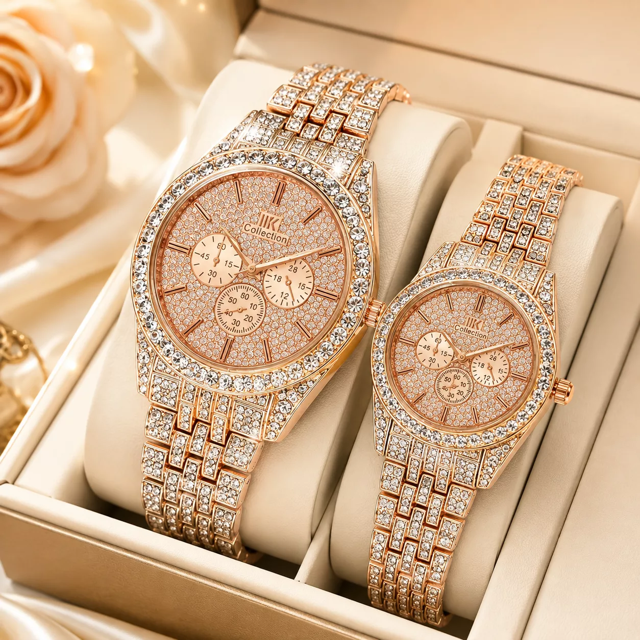 Luxury Diamond-Accented Couple Watch Set | His & Hers Watches